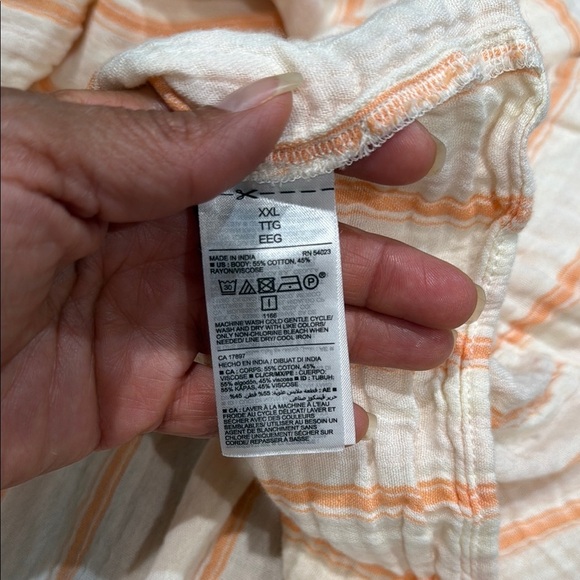 Old Navy Size XXL Orange Pink Smocked Tie Front Tank Top - Picture 3 of 10